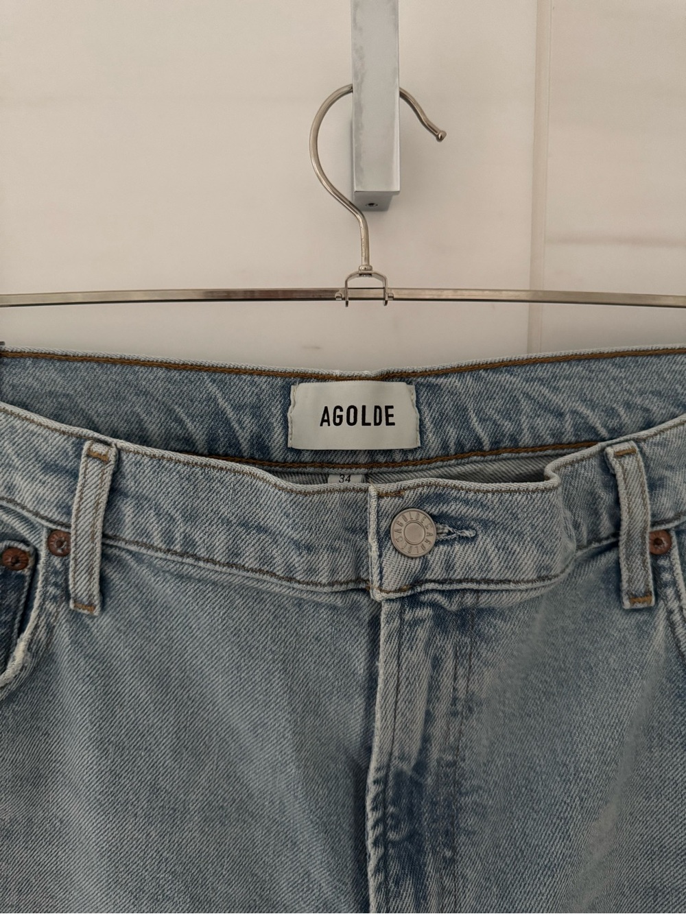 AGOLDE Ren High Rise Wide Leg Jeans Women's Size 34 Light Wash NWT - Picture 2 of 7